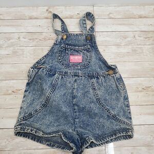 Vintage‎ OshKosh BGosh Girls size 5 Acid Wash Denim Overalls Shorts Made in USA